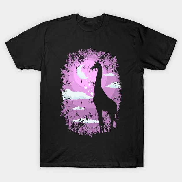 Giraffe Eating The Moon T-Shirt by TeesbyJohn